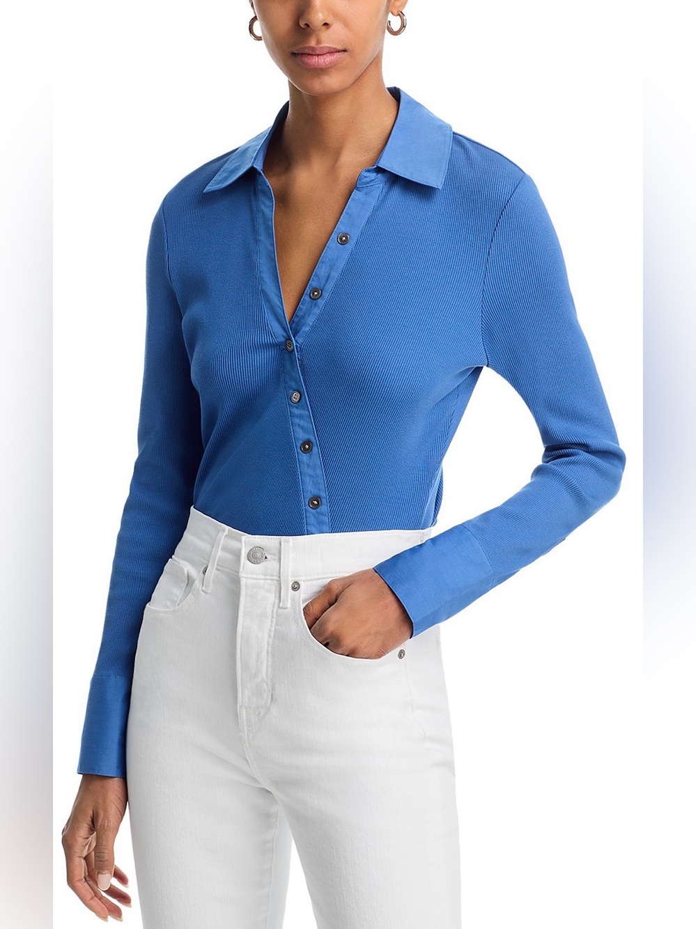 Veronica Beard Brenner Angled Shirt - Blue